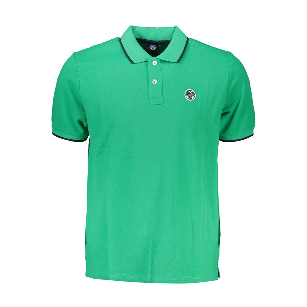 North Sails Verde cotton men's polo shirt displayed on model, featuring classic collar and short sleeves in vibrant green color.