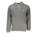 Sergio Tacchini gray cotton men's hooded sweatshirt with front pocket and drawstring hood, casual and comfortable for everyday wear.