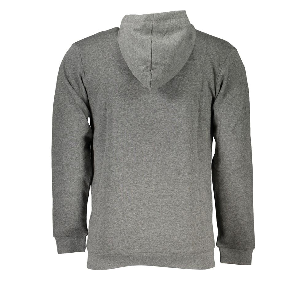 Sergio Tacchini gray cotton men's hooded sweatshirt with front pocket and drawstring hood, casual and comfortable apparel.