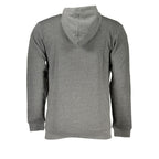 Sergio Tacchini gray cotton men's hooded sweatshirt with front pocket and drawstring hood, casual and comfortable apparel.