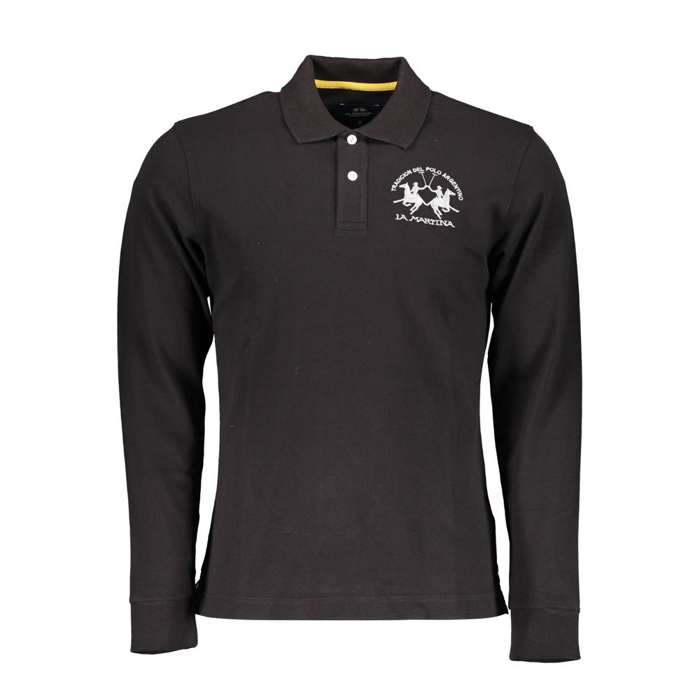 La Martina Black Cotton Men's Polo Shirt La Martina
