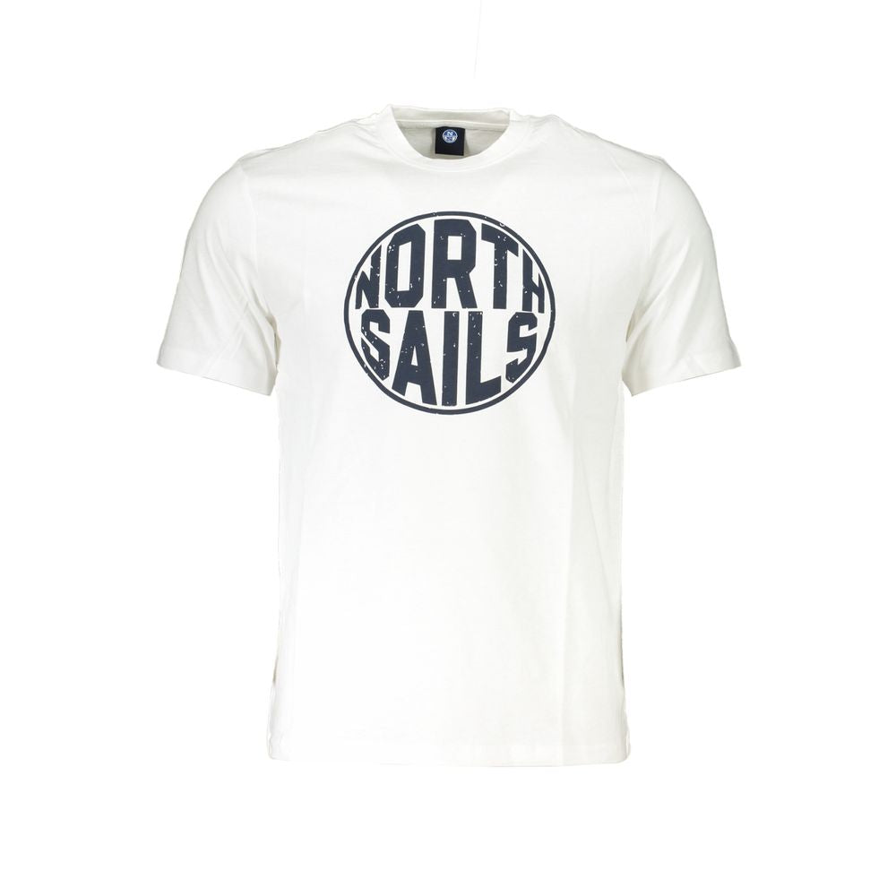 White North Sails Bianco cotton men's T-shirt with short sleeves and crew neckline, displayed flat against a white background.