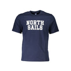 North Sails Blu Cotton Men T-Shirt featuring a crew neck and short sleeves, displayed flat with visible branding.