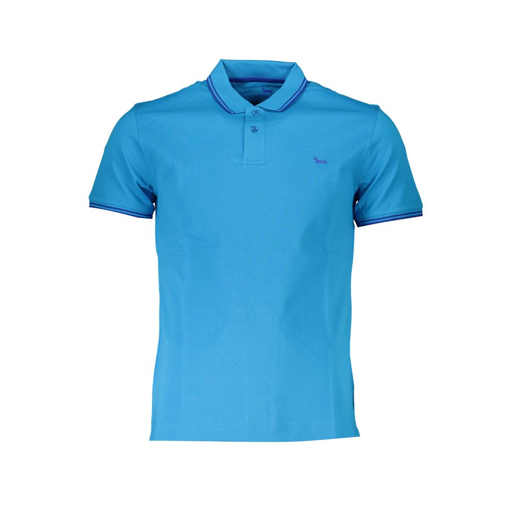 Harmont & Blaine Azzurro cotton men's polo shirt displayed on a hanger, featuring a classic collar and short sleeves.