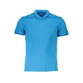 Harmont & Blaine Azzurro cotton men's polo shirt displayed on a hanger, featuring a classic collar and short sleeves.