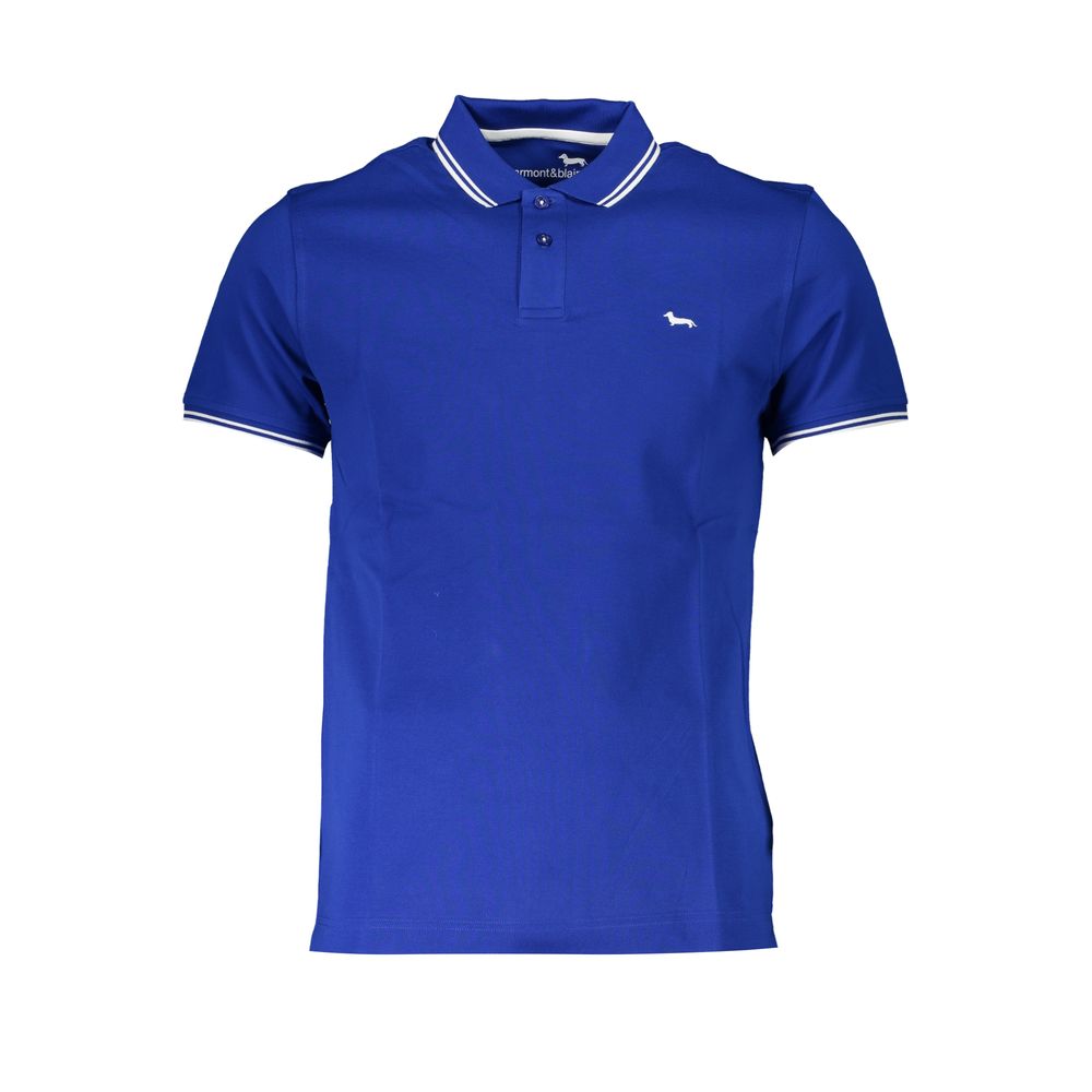 Harmont & Blaine men's blue cotton polo shirt with classic collar and short sleeves, stylish and comfortable casual wear.