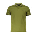 Harmont & Blaine green cotton men's polo shirt with collar and short sleeves, featuring a classic fit and subtle branding.