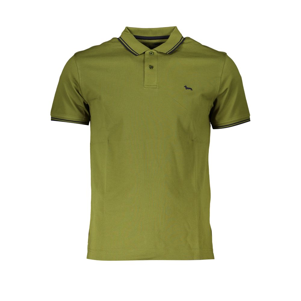 Harmont & Blaine green cotton men's polo shirt with collar and short sleeves, featuring a classic fit and subtle branding.