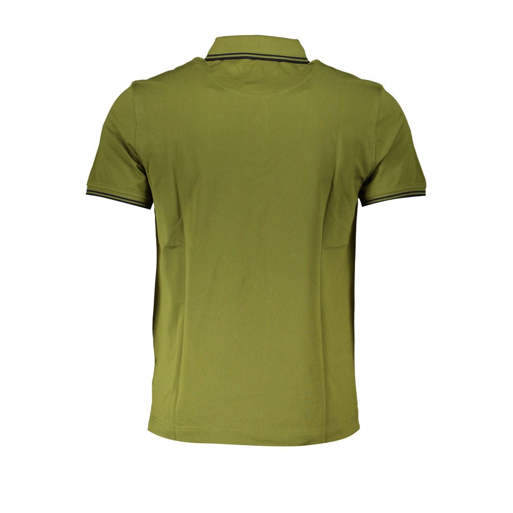 Harmont & Blaine men's green cotton polo shirt with collar and short sleeves, stylish and comfortable for casual wear.