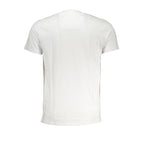 Cavalli Class Bianco cotton men's T-shirt with crew neck and short sleeves, featuring a minimalist style and smooth fabric.