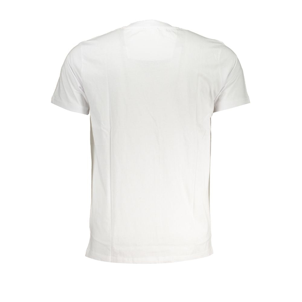 Cavalli Class Bianco cotton men's T-shirt with crew neck and short sleeves, featuring a minimalist style and smooth fabric.