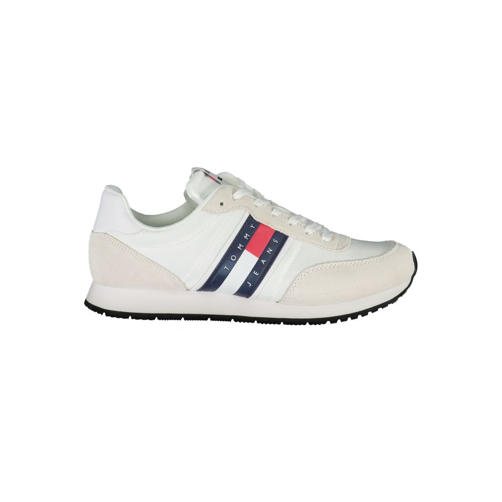 Tommy Hilfiger White Beige Polyester Men Sneaker Tommy Hilfiger