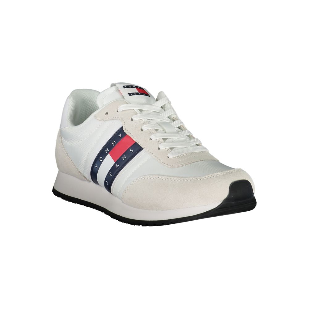 Tommy Hilfiger White Beige Polyester Men Sneaker Tommy Hilfiger