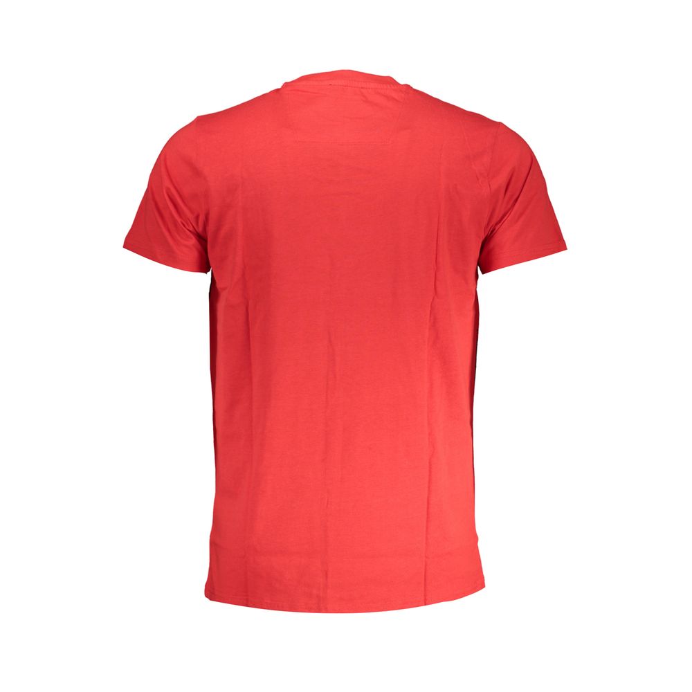 Cavalli Class Rosso cotton men's T-shirt with round neckline and short sleeves, featuring a simple, stylish design.