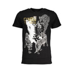 Black Cavalli Class Nero cotton men's T-shirt with a classic fit and round neckline, displayed flat on a white background.