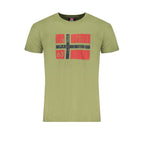 Norway 1963 Verde cotton men's T-shirt with round neckline and short sleeves, displayed flat on a white background.
