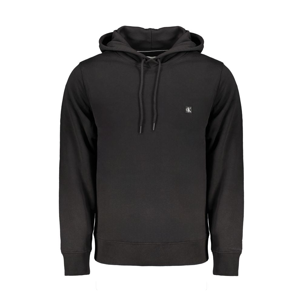 Calvin Klein Nero cotton men's sweatshirt with a classic crew neck and minimalist design, shown in black.