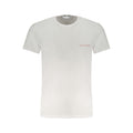 White cotton men's T-shirt by Trussardi with a classic fit and subtle branding, displayed on a plain background.