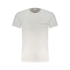 White cotton men's T-shirt by Trussardi with a classic fit and subtle branding, displayed on a plain background.