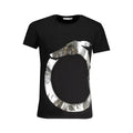 Black cotton men's T-shirt by Trussardi with a classic fit and subtle branding, displayed on a plain background.