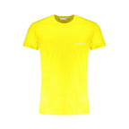 Yellow cotton men's T-shirt by Trussardi, featuring a classic fit and short sleeves, displayed on a plain background.