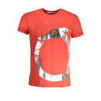 Trussardi Rosso cotton men's T-shirt with round neckline and short sleeves, featuring the brand logo on the chest.