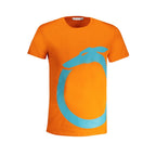 Orange cotton men's T-shirt by Trussardi with a classic fit, short sleeves, and subtle branding on the chest.