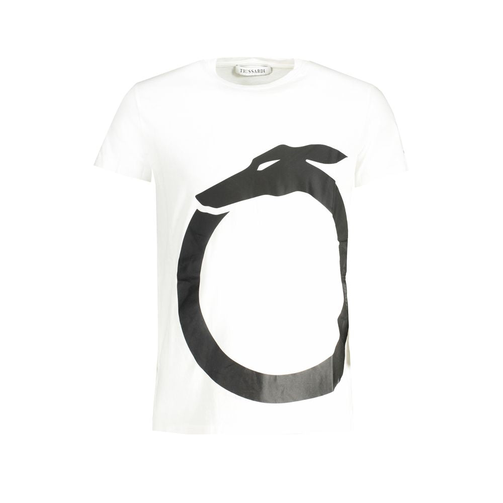 White cotton men's T-shirt by Trussardi, featuring a classic fit and simple crew neckline.