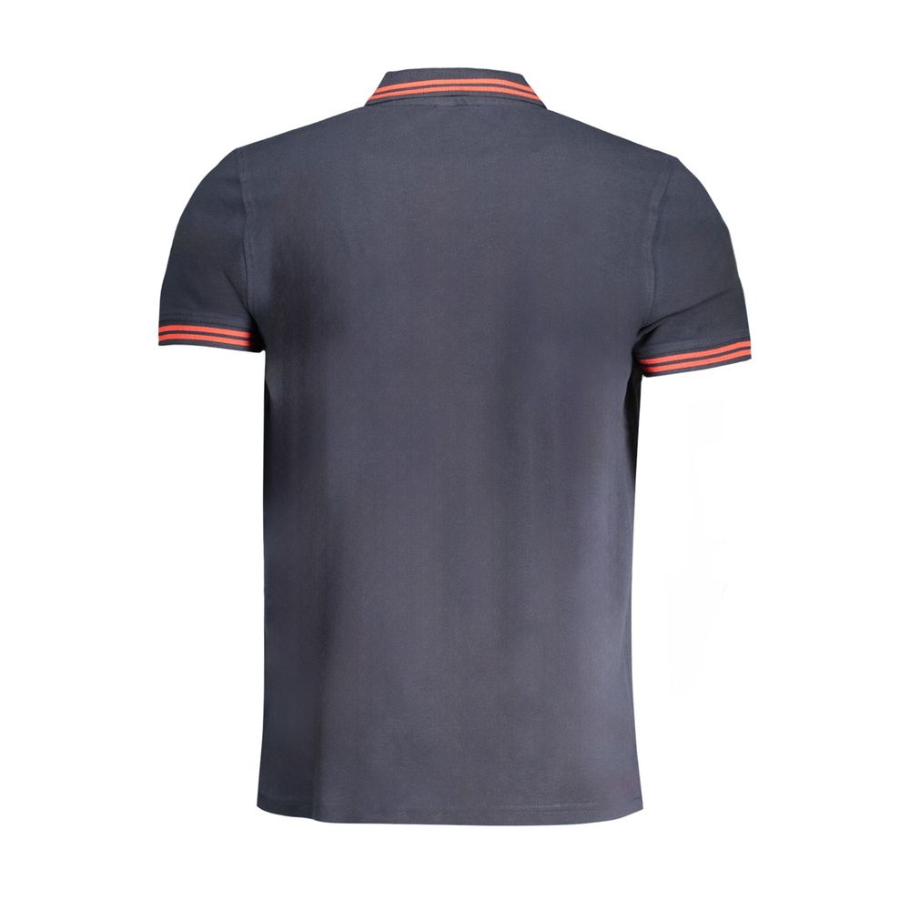 Blue cotton men's polo shirt by Cavalli Class featuring a classic collar and short sleeves.