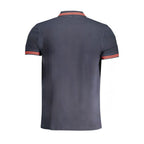 Blue cotton men's polo shirt by Cavalli Class featuring a classic collar and short sleeves.