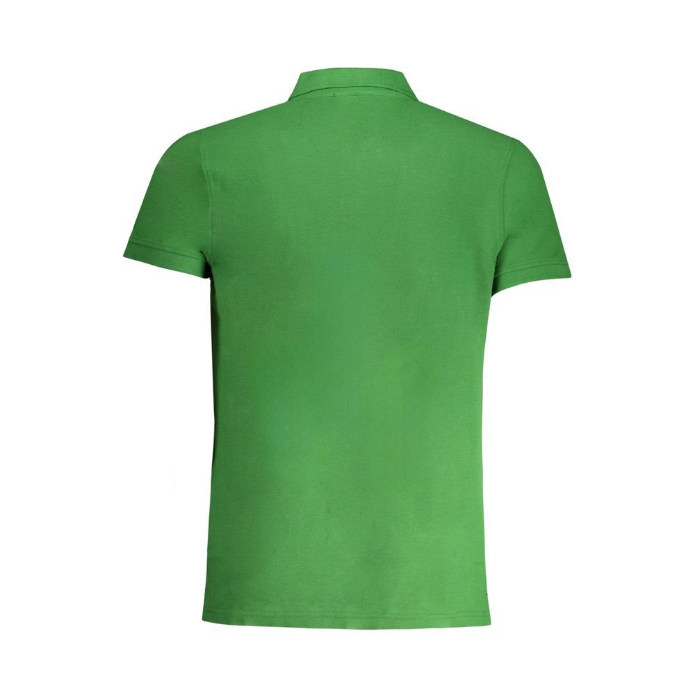 Cavalli Class Verde cotton men's polo shirt with collar and short sleeves, featuring a classic fit and subtle branding.