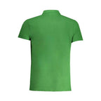 Cavalli Class Verde cotton men's polo shirt with collar and short sleeves, featuring a classic fit and subtle branding.