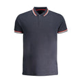Navy cotton men's polo shirt by Cavalli Class featuring a classic collar and short sleeves, displayed flat on a white background.