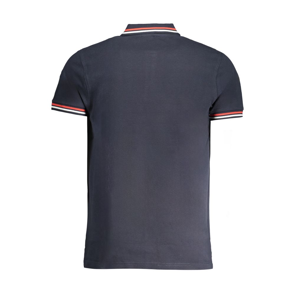 Navy cotton men's polo shirt by Cavalli Class featuring a classic collar and short sleeves, styled for casual wear.