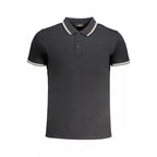 Black Cavalli Class Nero cotton men's polo shirt with a classic collar and short sleeves, displayed on a plain background.