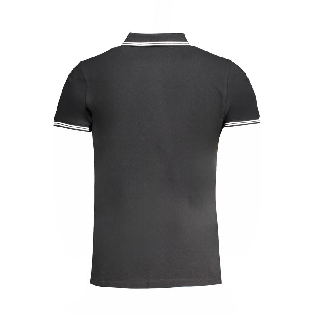 Cavalli Class Nero cotton men's polo shirt with a classic collar and short sleeves, featuring subtle branding details.