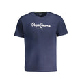 Pepe Jeans blue cotton men's T-shirt with round neckline and short sleeves, casual style, displayed on a plain background.