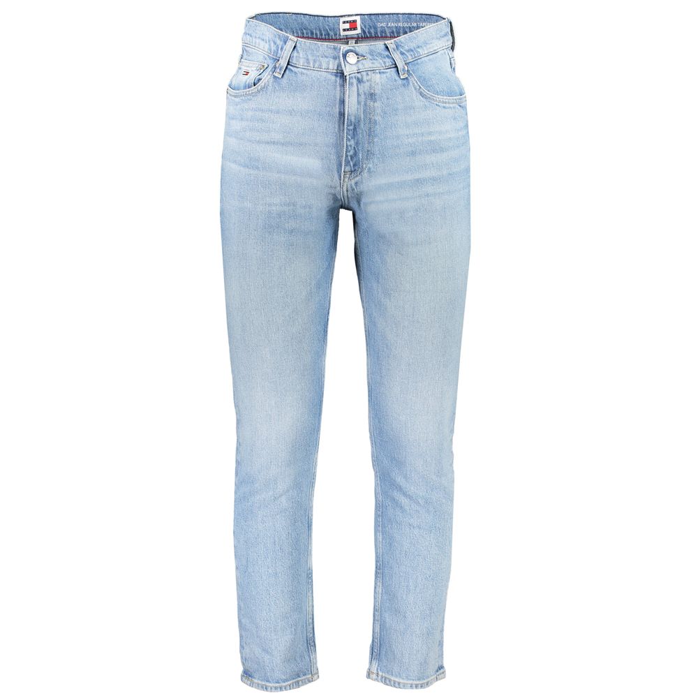 Tommy Hilfiger Azzurro cotton men's jeans showing front view with classic five-pocket design and blue denim fabric