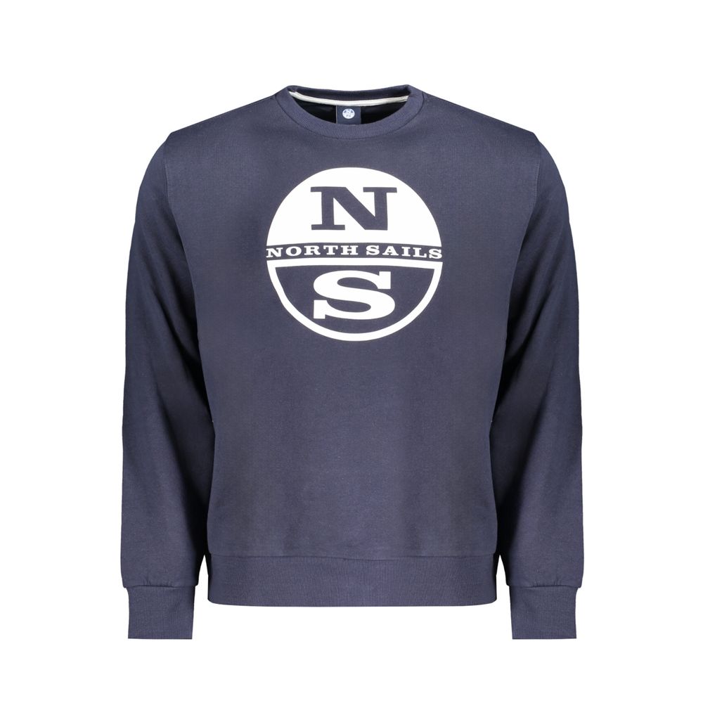 Blue North Sails cotton men's sweatshirt with crew neckline and long sleeves, casual and comfortable clothing.