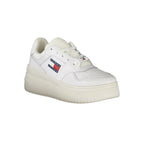 Tommy Hilfiger Bianco leather women’s sneaker with white design, casual footwear with laces and a clean, stylish appearance.