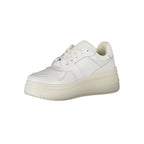 Tommy Hilfiger Bianco leather women's sneaker with white design, rounded toe, and stylish casual sole.