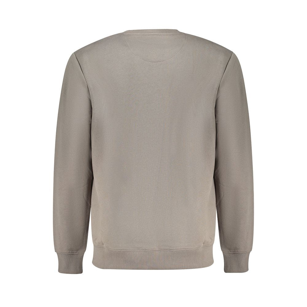 Lee Grigio cotton men's sweatshirt displayed on a hanger, featuring a classic crewneck design and long sleeves.