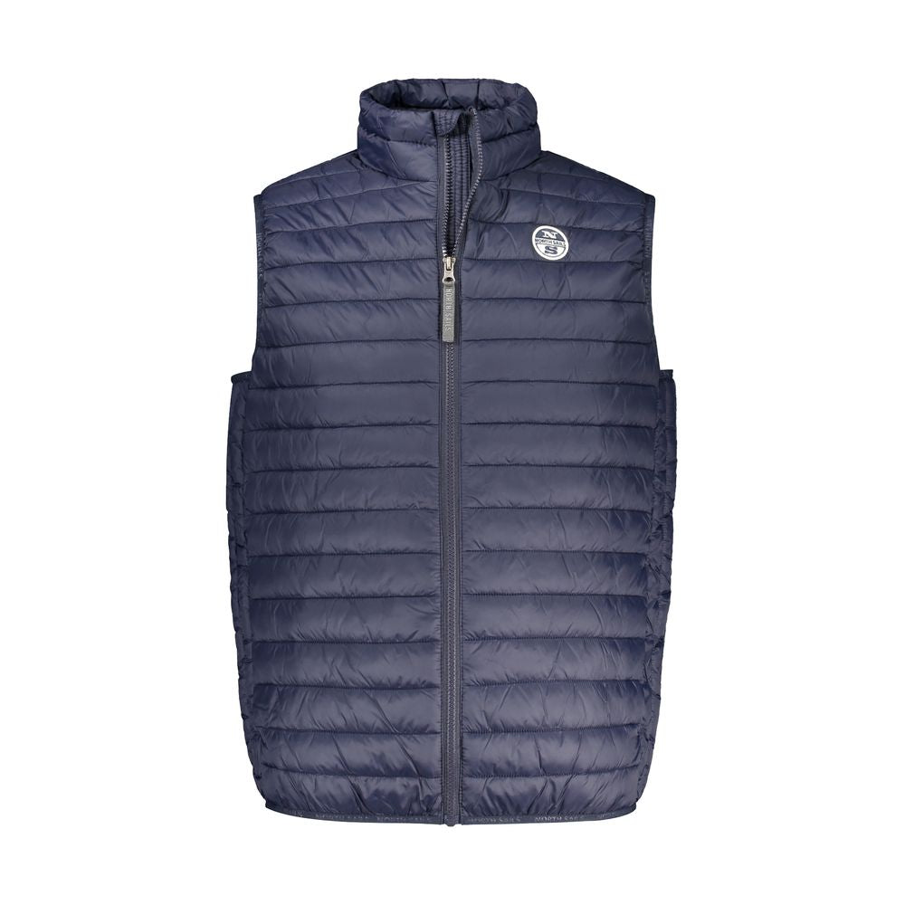 North Sails Blu Poliammide men's vest displayed, lightweight and waterproof with a sleek design for outdoor activities.
