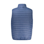 North Sails blue polyamide men's vest displayed on a hanger, showcasing lightweight and durable outerwear design.