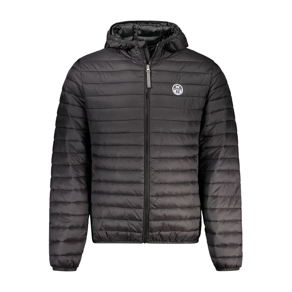 North Sails Nero Poliammide men's jacket hanging on a rack, showcasing the lightweight, navy blue waterproof outerwear.