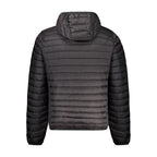 North Sails Nero Poliammide men's jacket shown on a hanger, featuring a sleek black design with a full front zipper and stand-up collar.