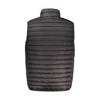 North Sails Nero Poliammide men's gilet displayed on a hanger, featuring a sleek black design with a front zipper and lightweight fabric.