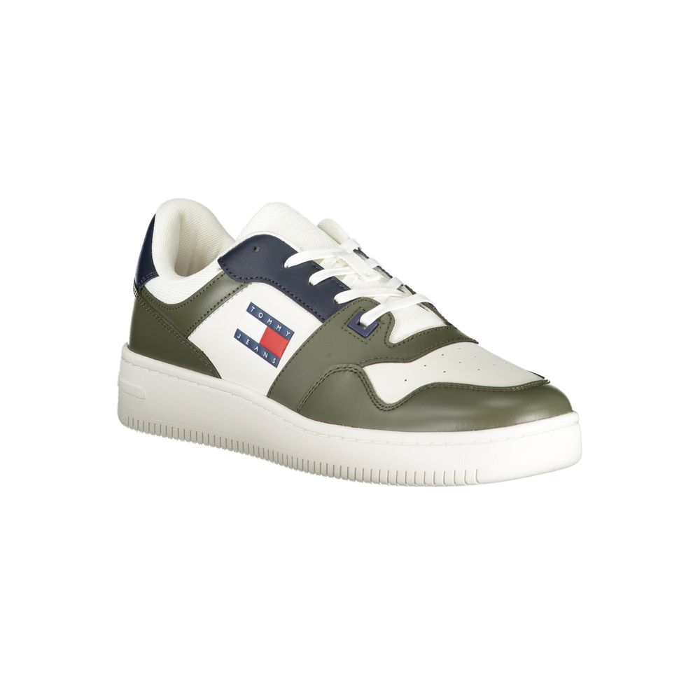 Tommy Hilfiger Verde leather men's sneaker with white sole and classic design, casual footwear for everyday wear.