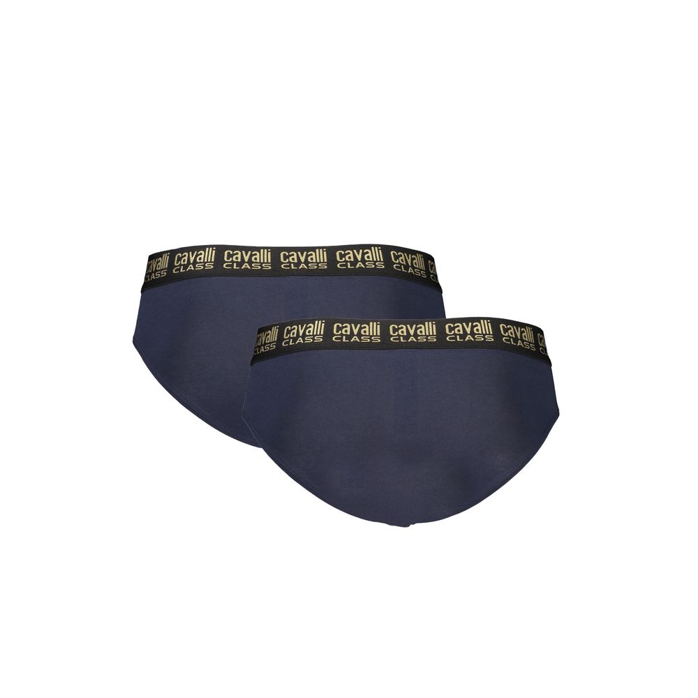 Blue cotton men's briefs from Cavalli Class with a comfortable fit and stylish design, featuring the brand's signature details.