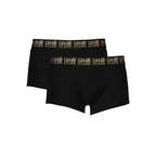 Black cotton men's boxer underwear pair from Cavalli Class, featuring a comfortable fit and classic design.